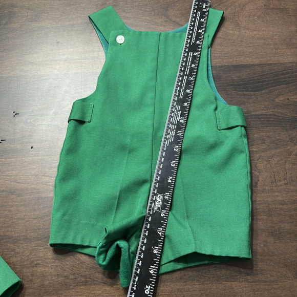 Vtg 60s Child Toddler Green Jacket Hat And Romper Outfit Set Boys By Oxford 3T? - Picture 11 of 16